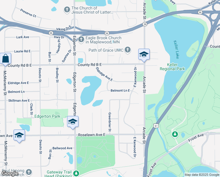 map of restaurants, bars, coffee shops, grocery stores, and more near 716 Eldridge Avenue East in Maplewood