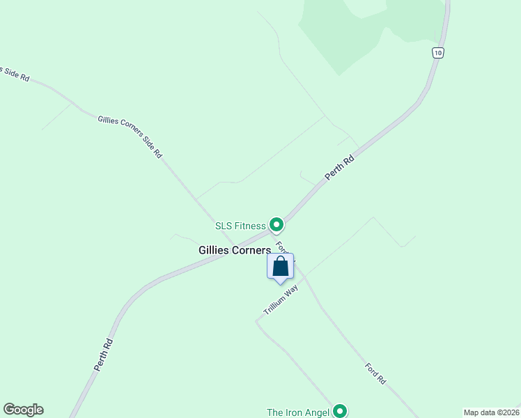 map of restaurants, bars, coffee shops, grocery stores, and more near 1102 Perth Road in Smiths Falls