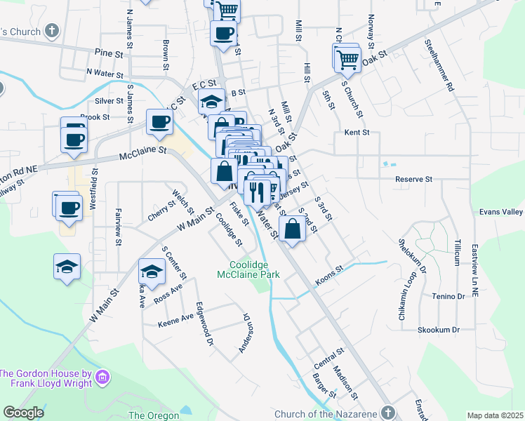 map of restaurants, bars, coffee shops, grocery stores, and more near in Silverton