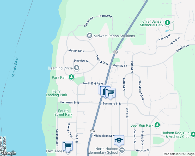 map of restaurants, bars, coffee shops, grocery stores, and more near 755 Sandhill Point Road in Hudson