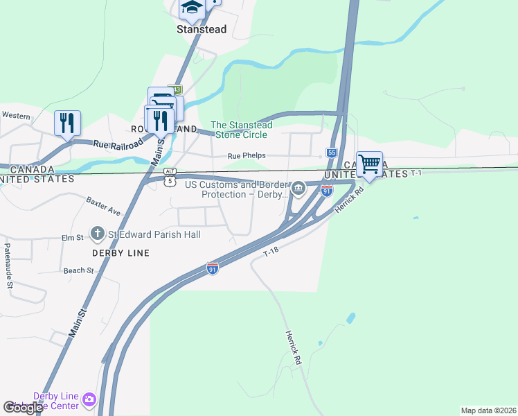 map of restaurants, bars, coffee shops, grocery stores, and more near 54 Highland Avenue in Derby