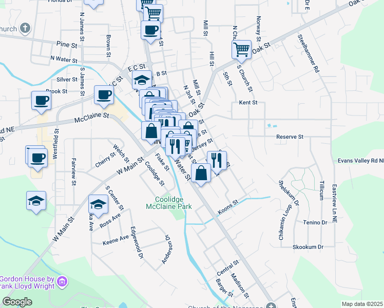 map of restaurants, bars, coffee shops, grocery stores, and more near 302 Jersey Street in Silverton