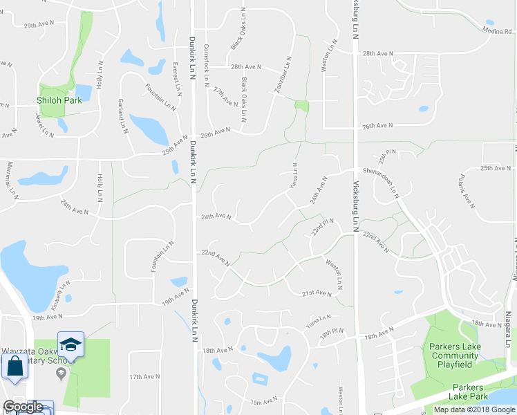 map of restaurants, bars, coffee shops, grocery stores, and more near 16330 24th Avenue North in Minneapolis