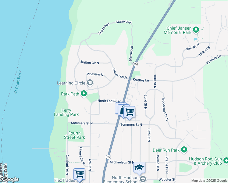 map of restaurants, bars, coffee shops, grocery stores, and more near 755 Sandhill Point Road in Hudson