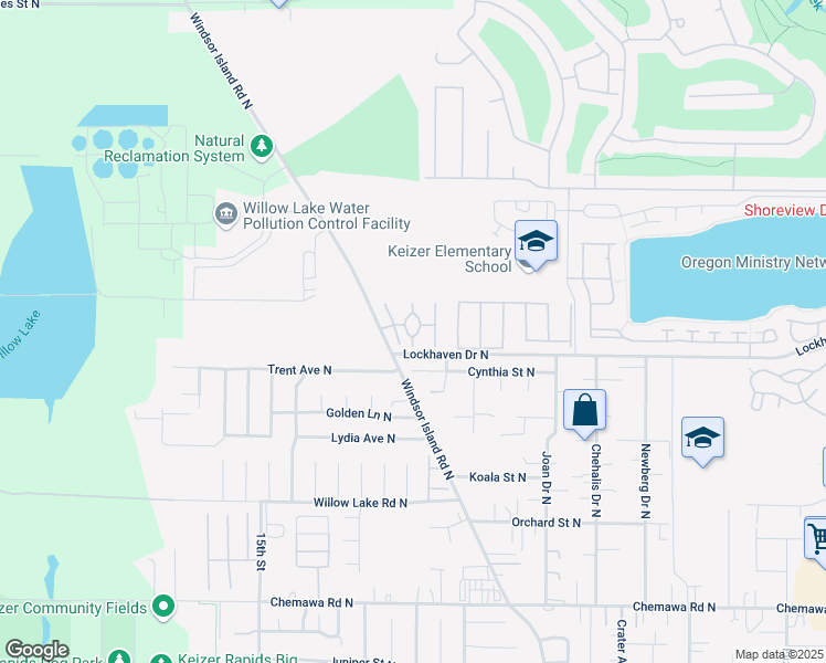 map of restaurants, bars, coffee shops, grocery stores, and more near 5510 Windsor Island Road North in Keizer
