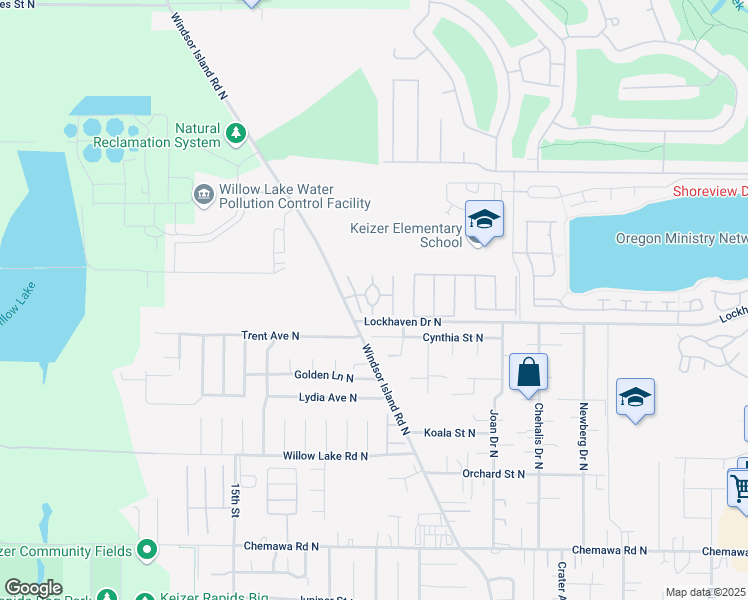 map of restaurants, bars, coffee shops, grocery stores, and more near 5510 Windsor Island Road North in Keizer