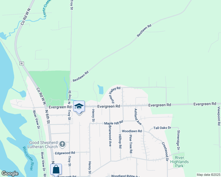 map of restaurants, bars, coffee shops, grocery stores, and more near 4514 Forest Valley Road in Wausau