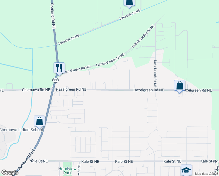map of restaurants, bars, coffee shops, grocery stores, and more near 4541 Hazelgreen Road Northeast in Salem