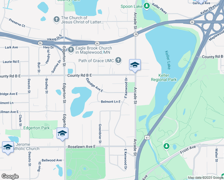 map of restaurants, bars, coffee shops, grocery stores, and more near 752 Eldridge Avenue East in Maplewood