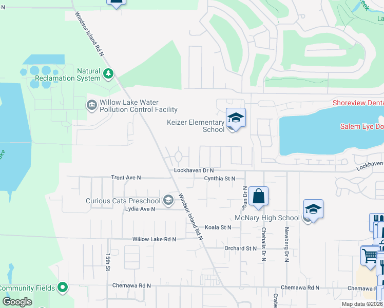 map of restaurants, bars, coffee shops, grocery stores, and more near 35 Wildwood Court North in Keizer