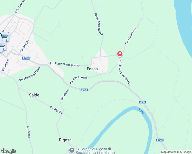 map of restaurants, bars, coffee shops, grocery stores, and more near 6a Strada Cinta Fossa in Fossa
