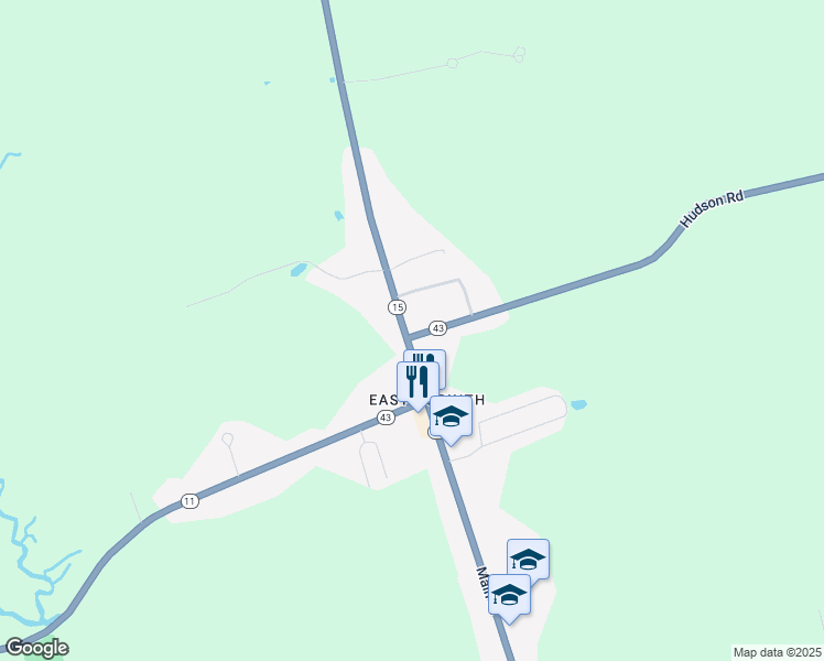 map of restaurants, bars, coffee shops, grocery stores, and more near 293 Maine 15 in Corinth