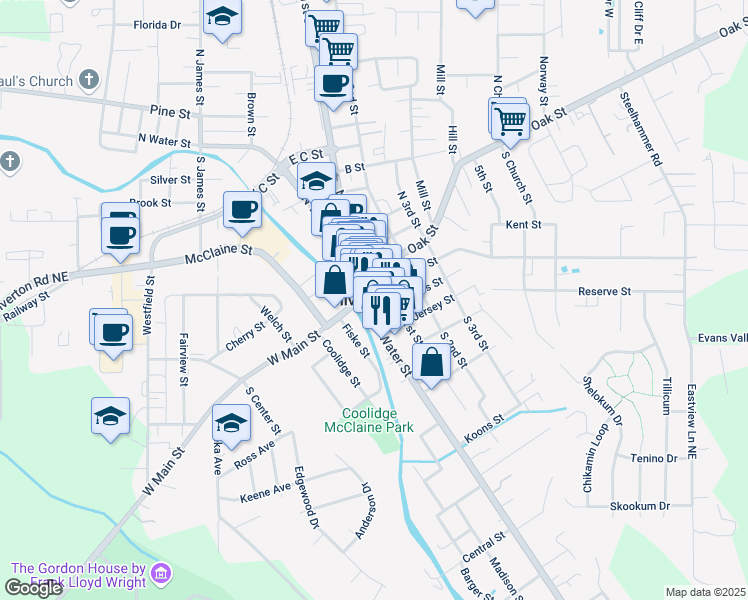 map of restaurants, bars, coffee shops, grocery stores, and more near in Silverton