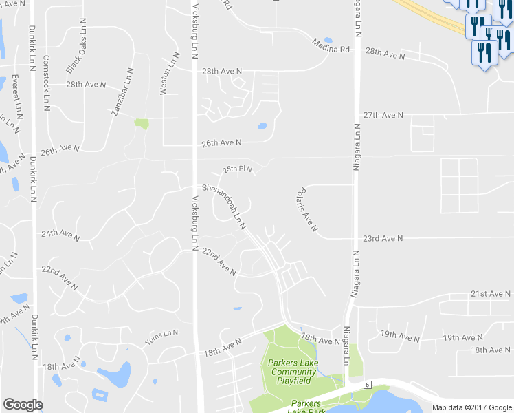 map of restaurants, bars, coffee shops, grocery stores, and more near 15600 24th Avenue North in Minneapolis