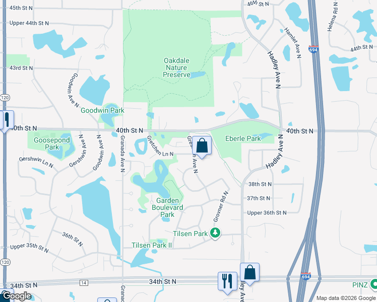 map of restaurants, bars, coffee shops, grocery stores, and more near 3975 Gresham Avenue North in Saint Paul