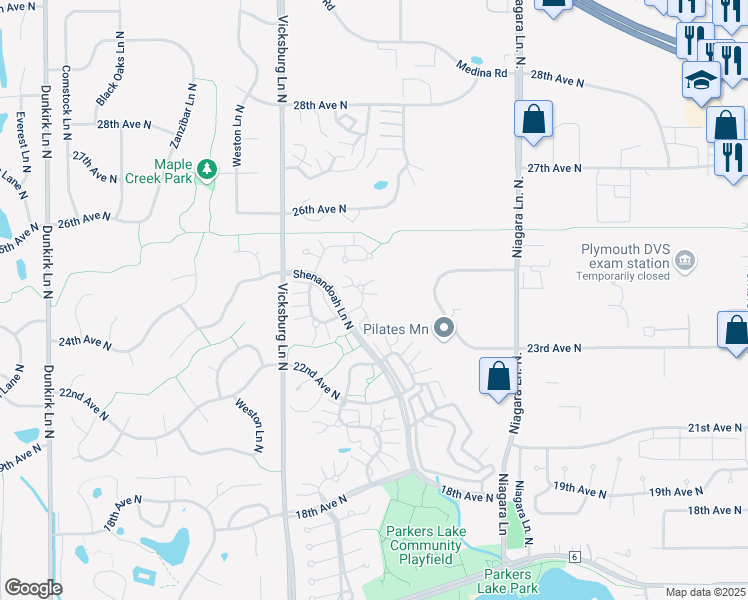map of restaurants, bars, coffee shops, grocery stores, and more near 15600 24th Avenue North in Minneapolis