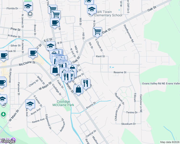 map of restaurants, bars, coffee shops, grocery stores, and more near 518 Jersey Street in Silverton