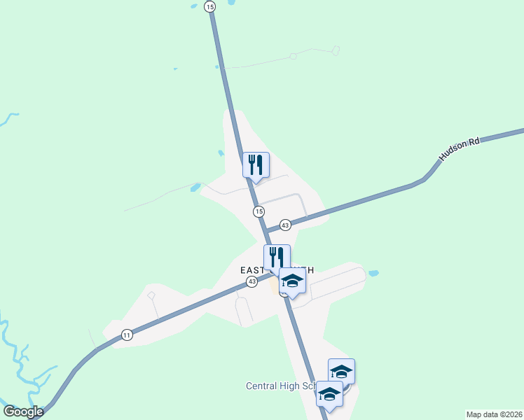 map of restaurants, bars, coffee shops, grocery stores, and more near 179 Main Street in Corinth