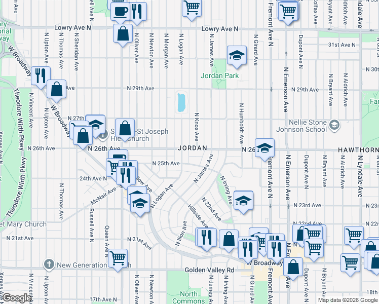 map of restaurants, bars, coffee shops, grocery stores, and more near in Minneapolis