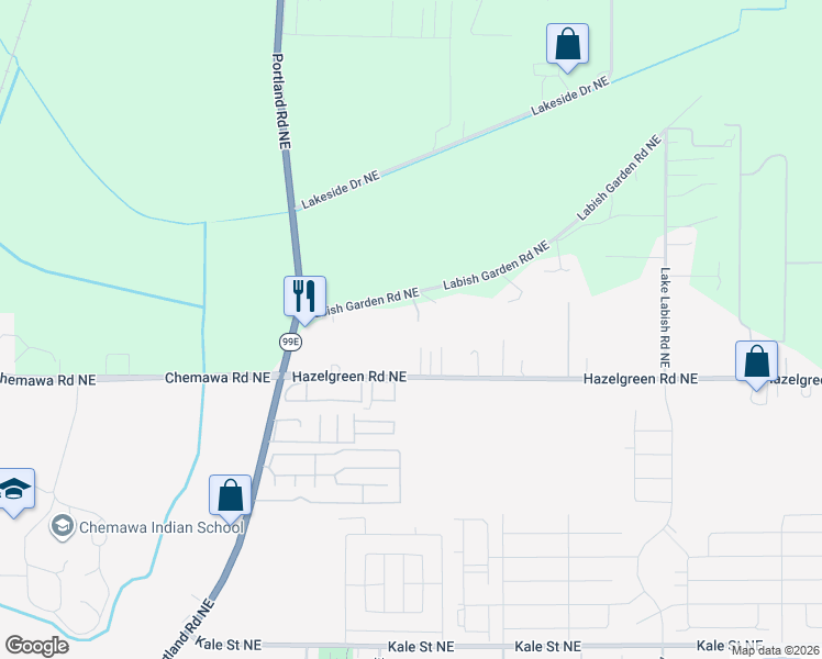 map of restaurants, bars, coffee shops, grocery stores, and more near 4420 Labish Garden Road Northeast in Salem