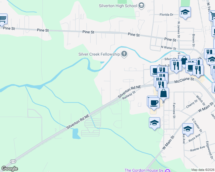 map of restaurants, bars, coffee shops, grocery stores, and more near 320 Monson Road in Silverton