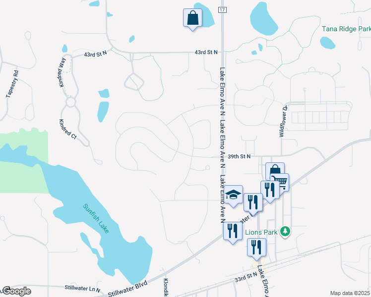 map of restaurants, bars, coffee shops, grocery stores, and more near 3936 Kokanee Ave N in Lake Elmo