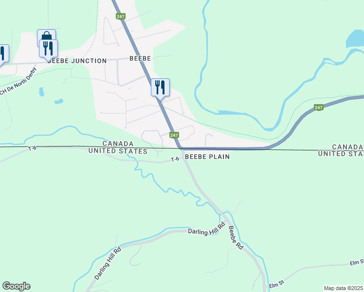 map of restaurants, bars, coffee shops, grocery stores, and more near 2 Rue Principale in Stanstead