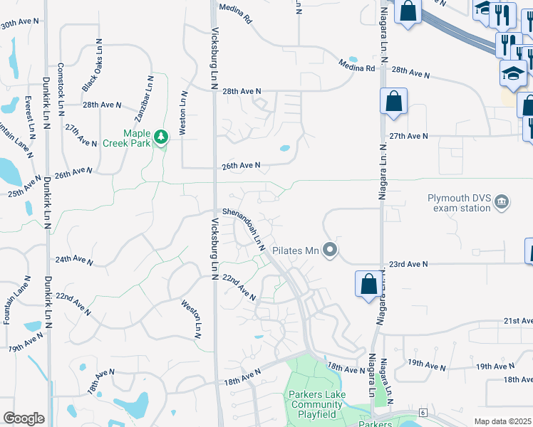 map of restaurants, bars, coffee shops, grocery stores, and more near 15600 24th Avenue North in Minneapolis