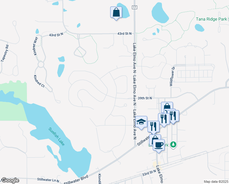 map of restaurants, bars, coffee shops, grocery stores, and more near 3936 Kokanee Avenue North in Lake Elmo