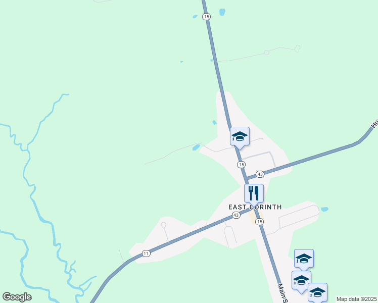 map of restaurants, bars, coffee shops, grocery stores, and more near 15 Village Drive in Corinth