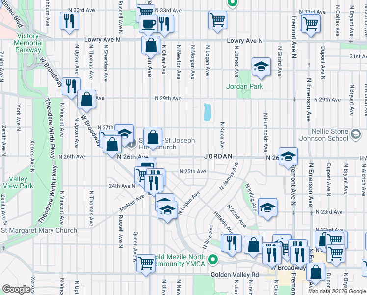 map of restaurants, bars, coffee shops, grocery stores, and more near in Minneapolis