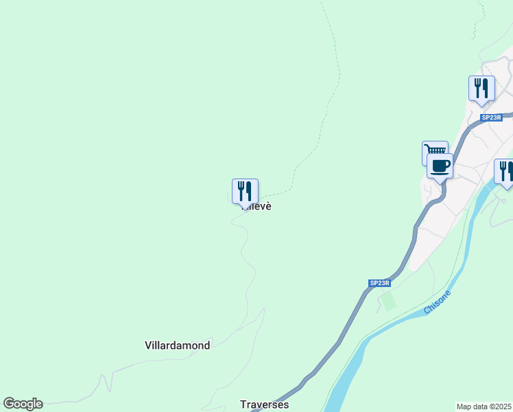 map of restaurants, bars, coffee shops, grocery stores, and more near Unnamed Road in Città Metropolitana di Torino