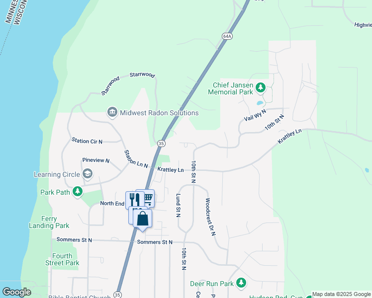 map of restaurants, bars, coffee shops, grocery stores, and more near 919 Keystone Court North in Hudson