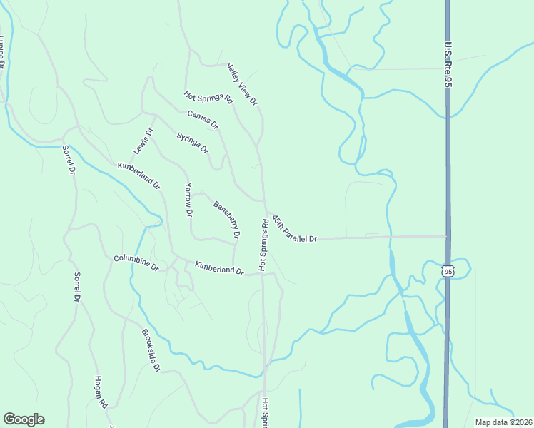 map of restaurants, bars, coffee shops, grocery stores, and more near 3000 45th Parallel Road in New Meadows