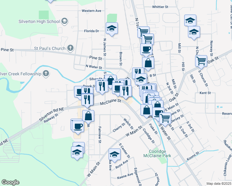 map of restaurants, bars, coffee shops, grocery stores, and more near 203 West C Street in Silverton