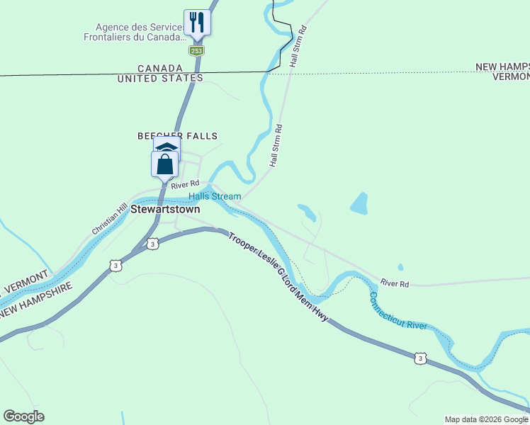 map of restaurants, bars, coffee shops, grocery stores, and more near 1069 River Road in Canaan