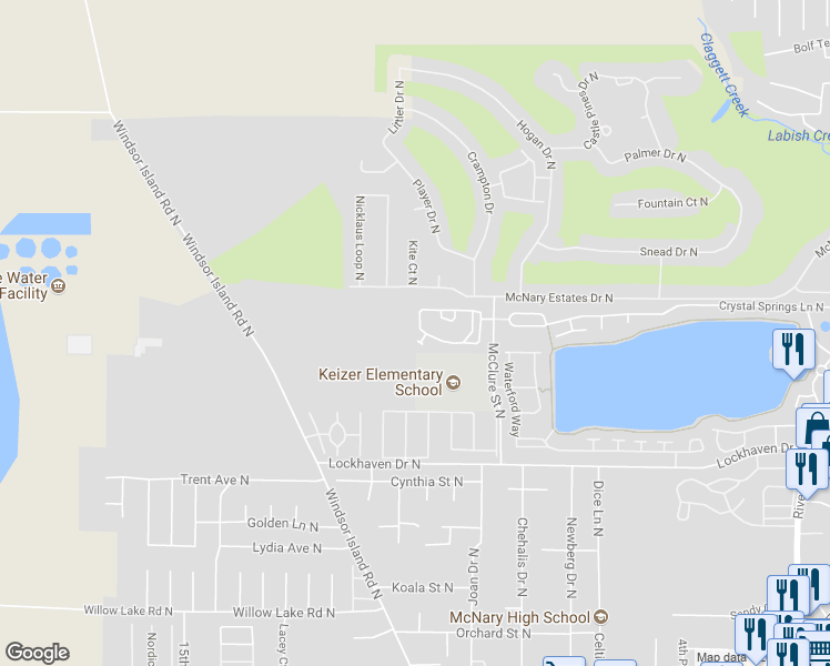 map of restaurants, bars, coffee shops, grocery stores, and more near 949 Sagrada Circle North in Keizer