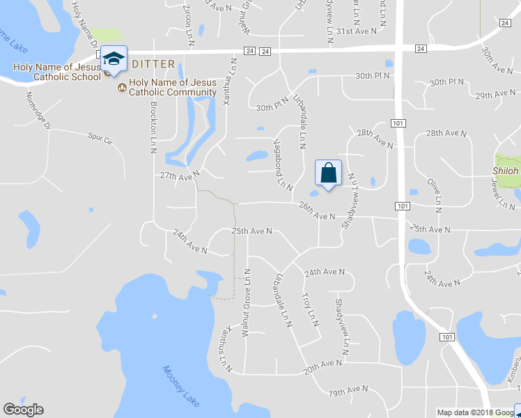 map of restaurants, bars, coffee shops, grocery stores, and more near 18525 26th Avenue North in Minneapolis