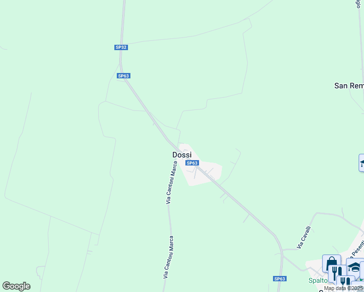 map of restaurants, bars, coffee shops, grocery stores, and more near 33 Strada Provinciale 63 in Dossi