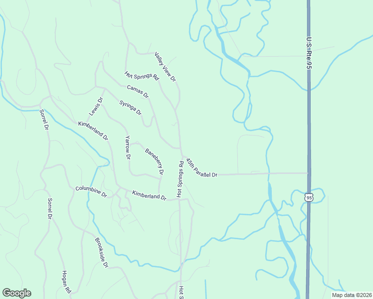 map of restaurants, bars, coffee shops, grocery stores, and more near 3000 45th Parallel Drive in New Meadows