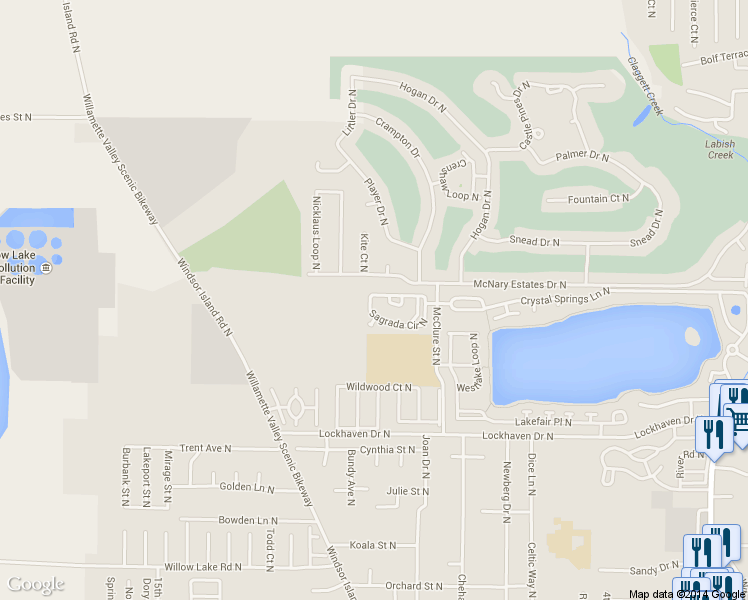 map of restaurants, bars, coffee shops, grocery stores, and more near 964 Sagrada Circle North in Keizer