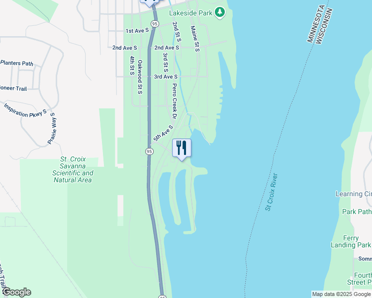map of restaurants, bars, coffee shops, grocery stores, and more near 101 5th Avenue South in Bayport