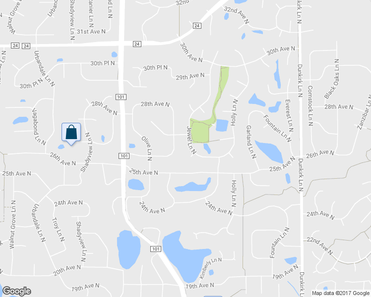 map of restaurants, bars, coffee shops, grocery stores, and more near 2685 Jewel Lane North in Minneapolis