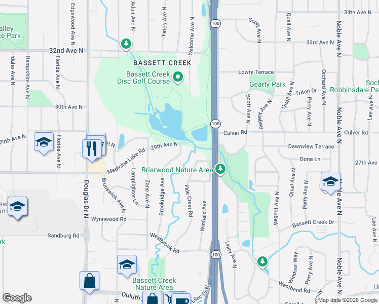 map of restaurants, bars, coffee shops, grocery stores, and more near 5607 29th Avenue North in Minneapolis