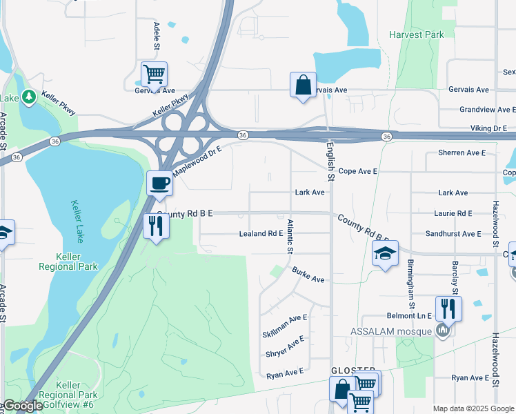 map of restaurants, bars, coffee shops, grocery stores, and more near 2233 Duluth Street in Saint Paul