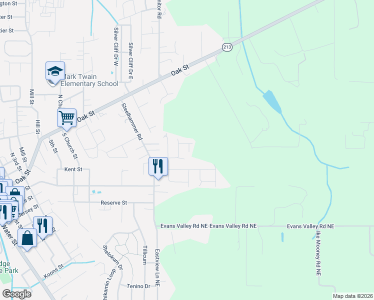 map of restaurants, bars, coffee shops, grocery stores, and more near 1408 Princeton Avenue in Silverton