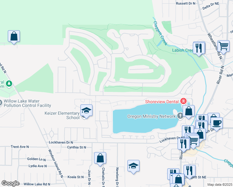 map of restaurants, bars, coffee shops, grocery stores, and more near 679 McNary Estates Drive North in Keizer