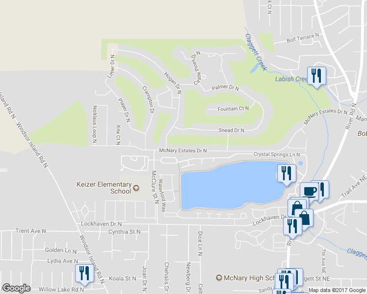 map of restaurants, bars, coffee shops, grocery stores, and more near 679 McNary Estates Drive North in Keizer