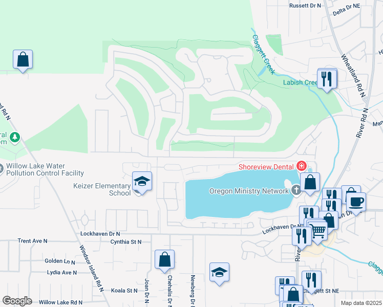 map of restaurants, bars, coffee shops, grocery stores, and more near 679 McNary Estates Drive North in Keizer