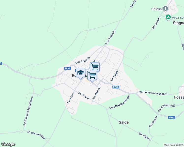 map of restaurants, bars, coffee shops, grocery stores, and more near 10 Piazza Giuseppe Garibaldi in Roccabianca